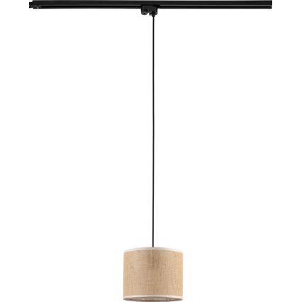 Ljuskrona med textilsladd för 1-fas skensystem TRACER 1xE27/15W/230V diameter 20 cm svart/brun