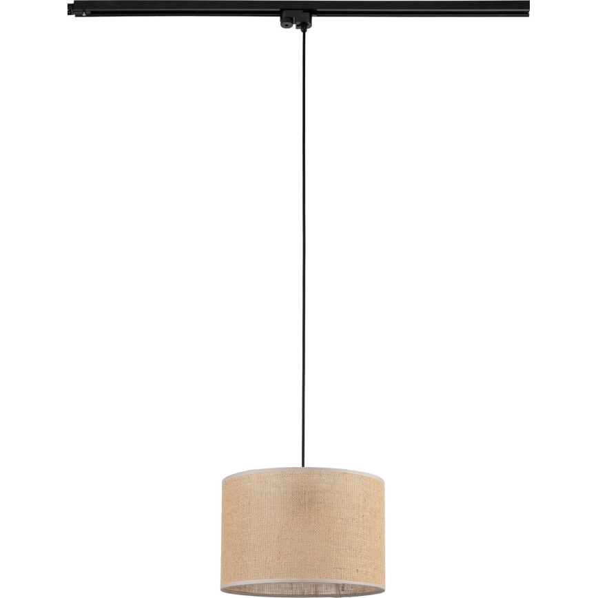 Ljuskrona med textilsladd för 1-fas skensystem TRACER 1xE27/15W/230V diameter 30 cm svart/brun