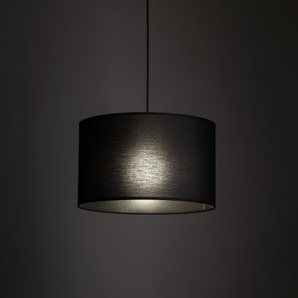 Ljuskrona med textilsladd för 1-fas skensystem TRACER 1xE27/15W/230V diameter 38 cm svart