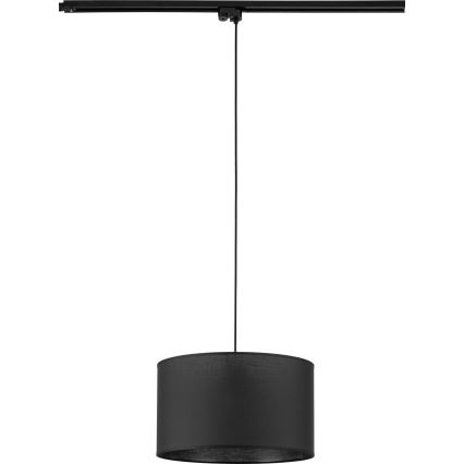 Ljuskrona med textilsladd för 1-fas skensystem TRACER 1xE27/15W/230V diameter 38 cm svart