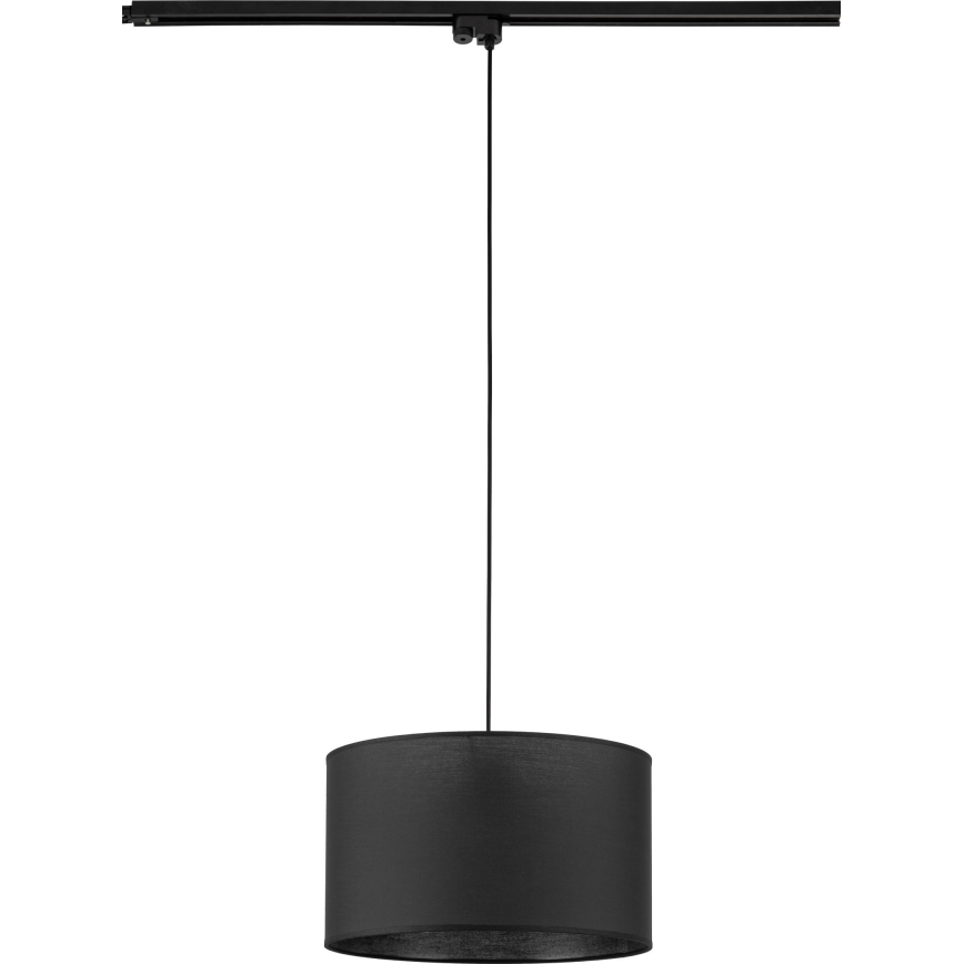 Ljuskrona med textilsladd för 1-fas skensystem TRACER 1xE27/15W/230V diameter 38 cm svart