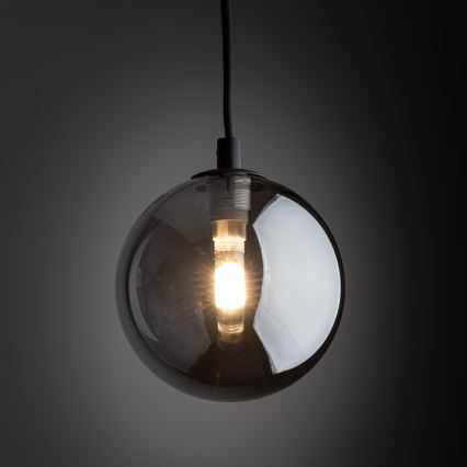 Ljuskrona med textilsladd för 1-fas skensystem TRACER 1xG9/8W/230V svart/rökig svart