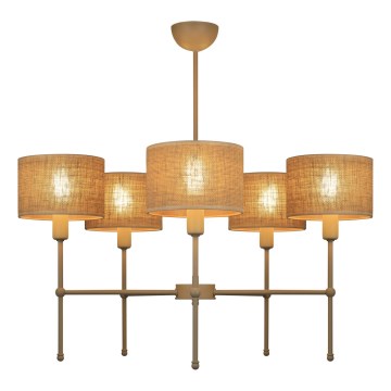 Ljuskrona på stång MADELA 5xE14/40W/230V jute/beige