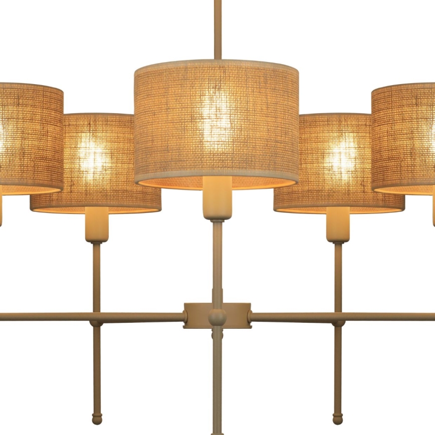 Ljuskrona på stång MADELA 5xE14/40W/230V jute/beige
