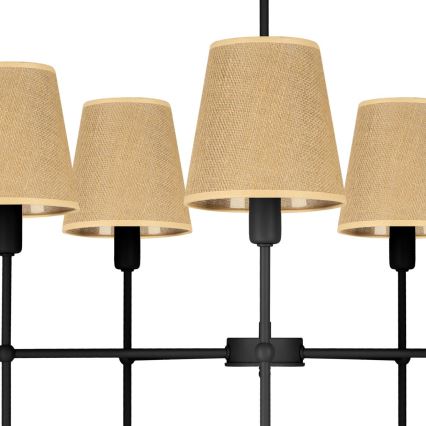 Ljuskrona på stång MADELA 5xE14/40W/230V jute/svart