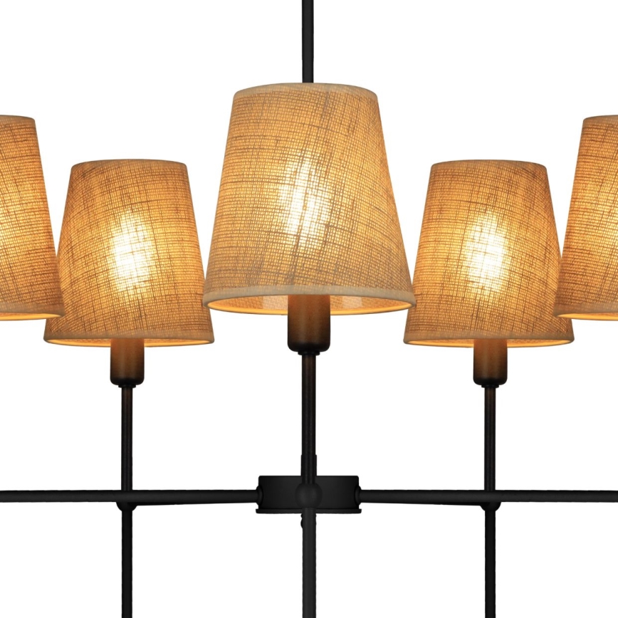 Ljuskrona på stång MADELA 5xE14/40W/230V jute/svart