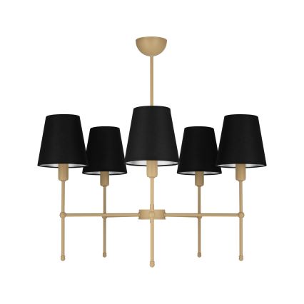 Ljuskrona på stång MADELA 5xE14/40W/230V svart/beige