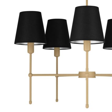 Ljuskrona på stång MADELA 5xE14/40W/230V svart/beige