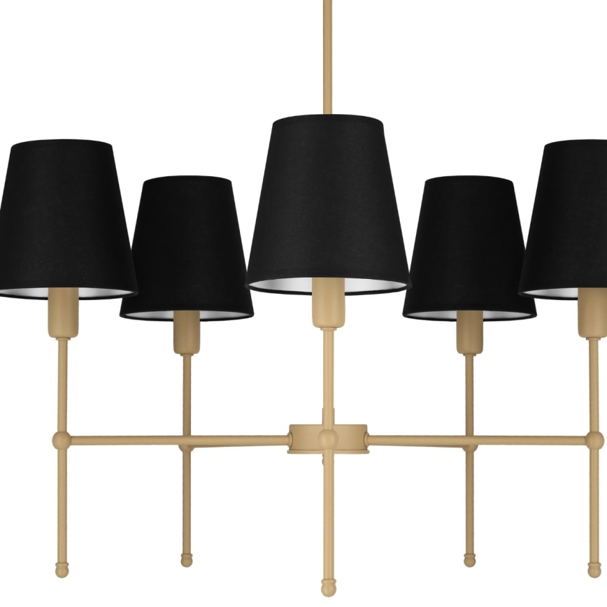 Ljuskrona på stång MADELA 5xE14/40W/230V svart/beige