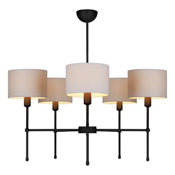 Ljuskrona på stång MADELA 5xE14/40W/230V vit/svart