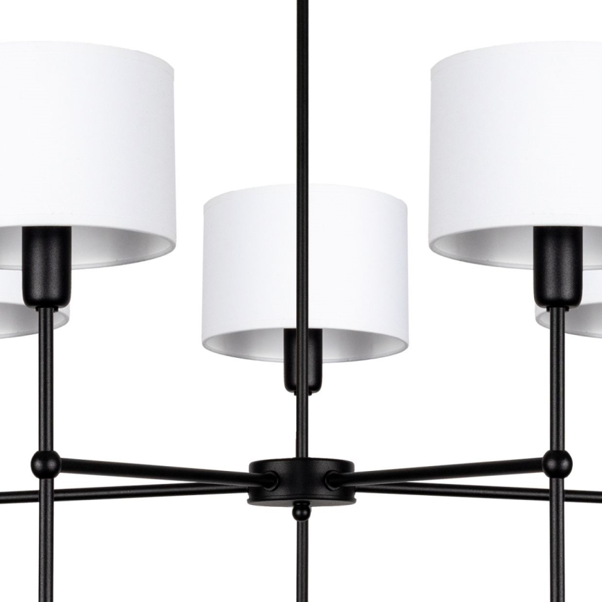 Ljuskrona på stång MADELA 5xE14/40W/230V vit/svart