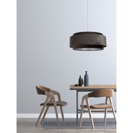 Ljuskrona på vajer DOBLO 1xE27/60W/230V diameter 60 cm brun/silver