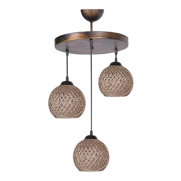 Ljusskrona med upphängningsrem  CRAYON 3xE27/60W/230V beige 