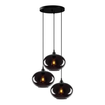 Ljusskrona med upphängningsrem  SMOKED 3xE27/40W/230V