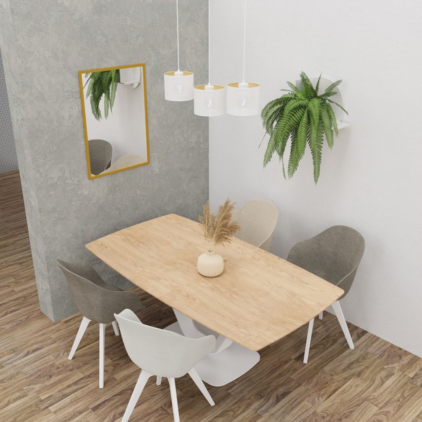 Taklampa på kabel LOFT SHADE 3xE27/60W/230V vit/guld