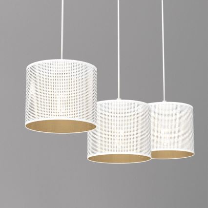 Taklampa på kabel LOFT SHADE 3xE27/60W/230V vit/guld