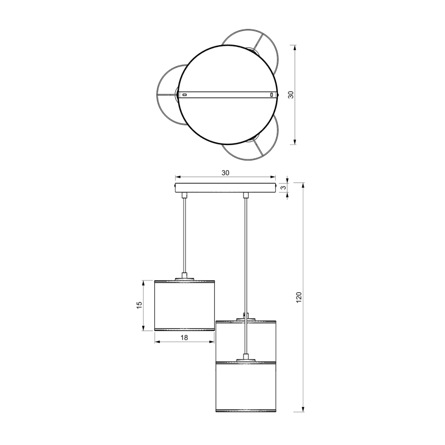 Taklampa på kabel LOFT SHADE 3xE27/60W/230V vit/guld