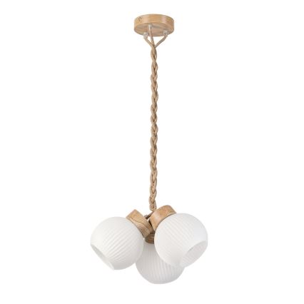 LOOMIS pendellampa med kabel 3xE27/15W/230V 83 cm beige/ek