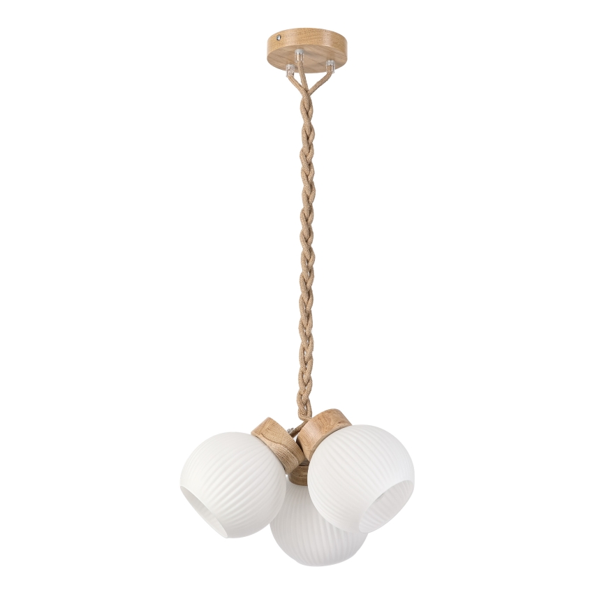 LOOMIS pendellampa med kabel 3xE27/15W/230V 83 cm beige/ek