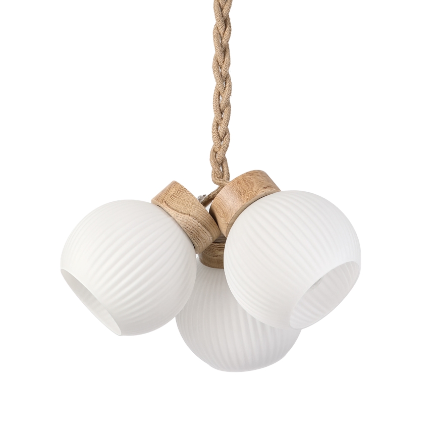 LOOMIS pendellampa med kabel 3xE27/15W/230V 83 cm beige/ek