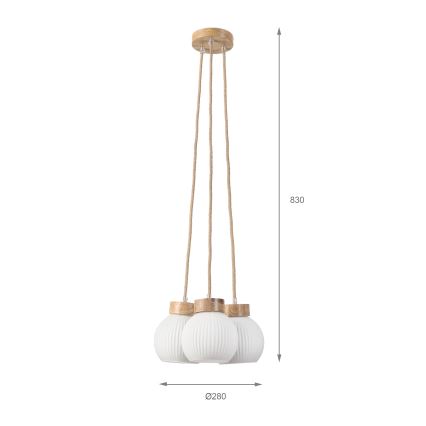 LOOMIS pendellampa med kabel 3xE27/15W/230V 83 cm beige/ek