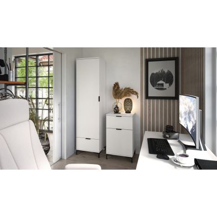 LORA vit byrå med låda