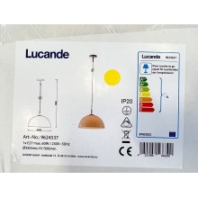 Lucande - Ljuskrona med textilsladd LOURENCO 1xE27/60W/230V