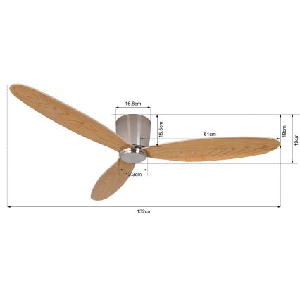 Lucci air 210519 - Takfläkt AIRFUSION RADAR blank krom/trä + fjärrkontroll