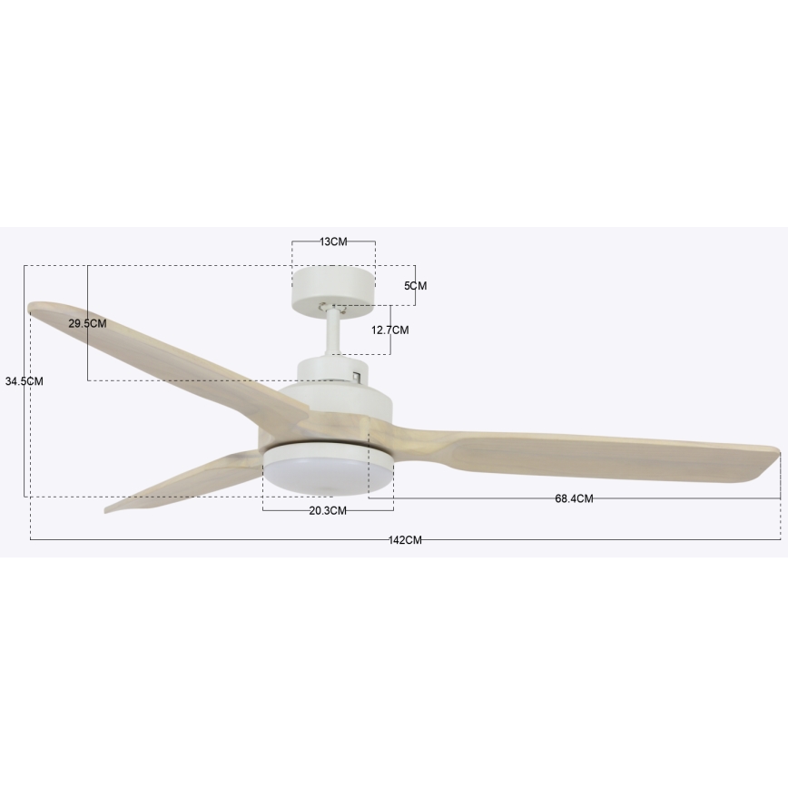Lucci air 213055 - LED Takfläkt SHOALHAVEN GX53/17W/230V paulownia/vit + fjärrkontroll