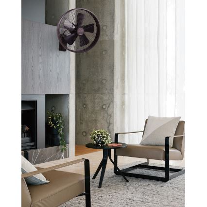 Lucci air 213125 - Väggfläkt BREEZE 55W/230V svart/brun + fjärrkontroll