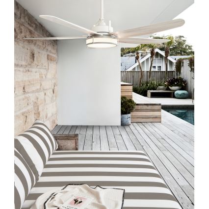 Lucci air 213176-LED Dimbart takfläkt LOUISVILLE 1xGX53/18W/230V trä/vit + fjärrkontroll