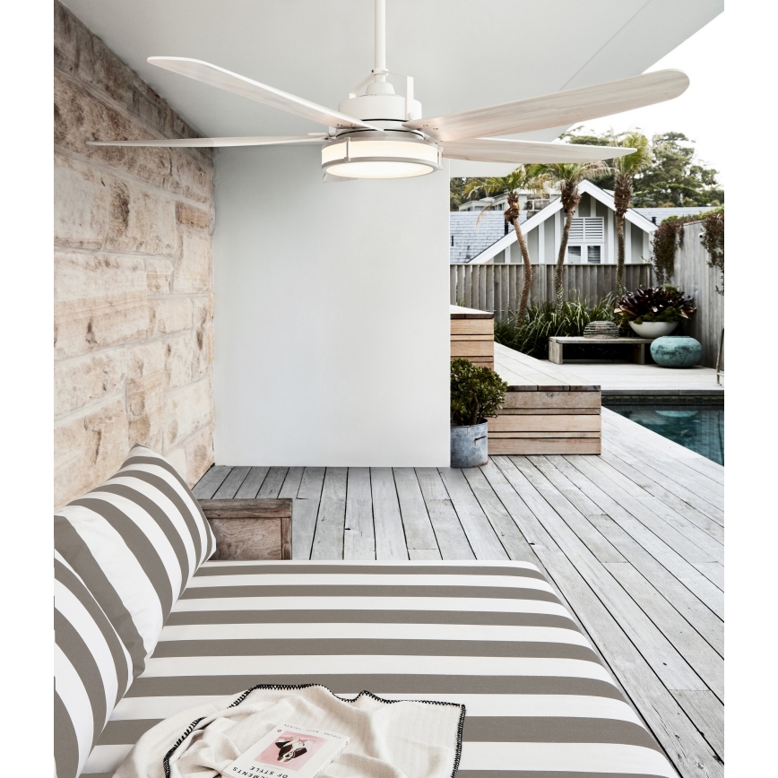 Lucci air 213176-LED Dimbart takfläkt LOUISVILLE 1xGX53/18W/230V trä/vit + fjärrkontroll