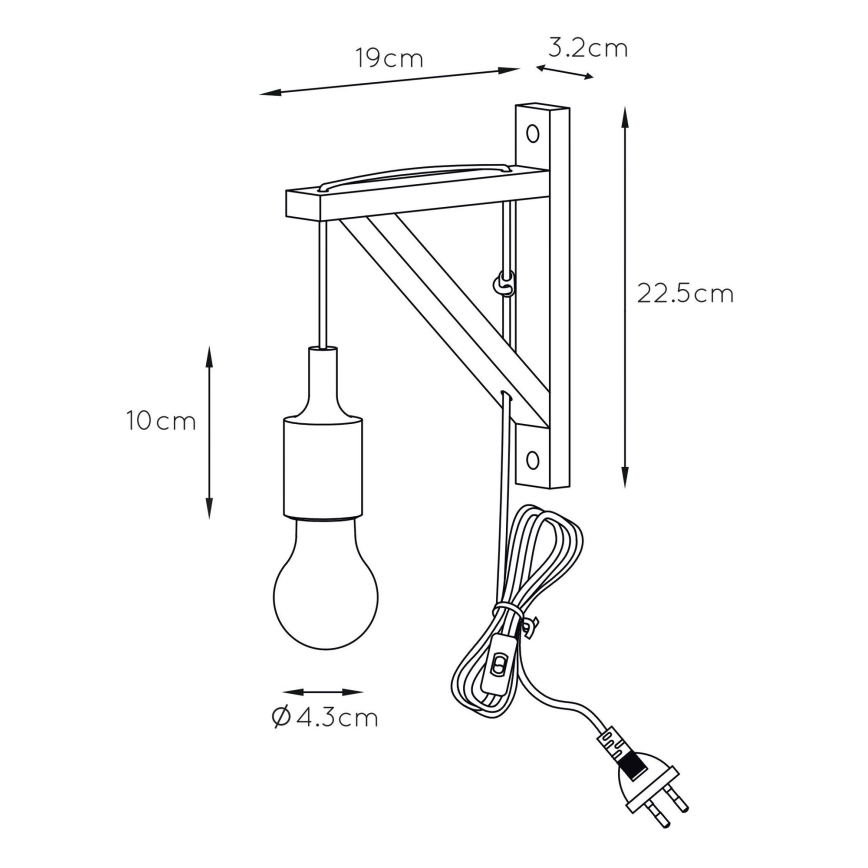 Lucide 08208/01/30 - väggbelysning FIX WALL 1xE27/60W/230V svart