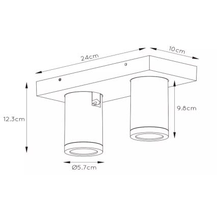 Lucide 09930/10/31 - LED Ljusreglerad badrum spotlight TAYLOR 2xGU10/5W/230V IP44
