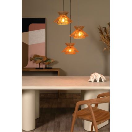 Lucide 10420/03/72 - Ljuskrona med textilsladd TASMAN 3xE27/60W/230V beige