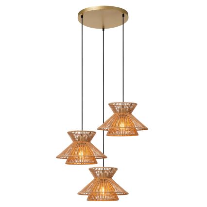 Lucide 10420/03/72 - Ljuskrona med textilsladd TASMAN 3xE27/60W/230V beige