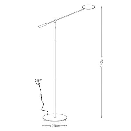 Lucide 19766/09/12 - LED Dimbar golvlampa ANSELMO LED/9W/230V matt krom