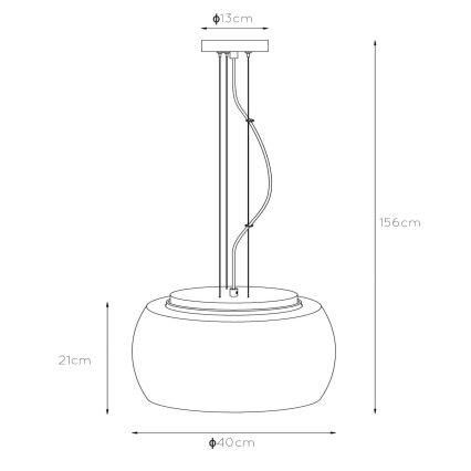 Lucide 45401/40/65 - Ljuskrona med textilsladd OLIVIA 3xE27/40W/230V diameter 40 cm svart
