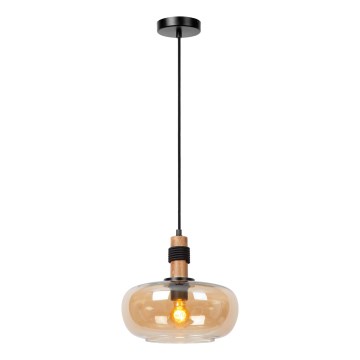 Lucide 45408/30/62 - Ljuskrona med textilsladd ILONA 1xE27/40W/230V diameter 30 cm svart/beige