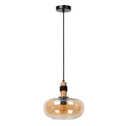 Lucide 45408/30/62 - Ljuskrona med textilsladd ILONA 1xE27/40W/230V diameter 30 cm svart/beige