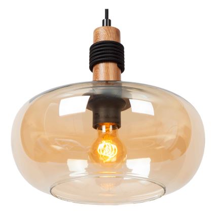 Lucide 45408/30/62 - Ljuskrona med textilsladd ILONA 1xE27/40W/230V diameter 30 cm svart/beige