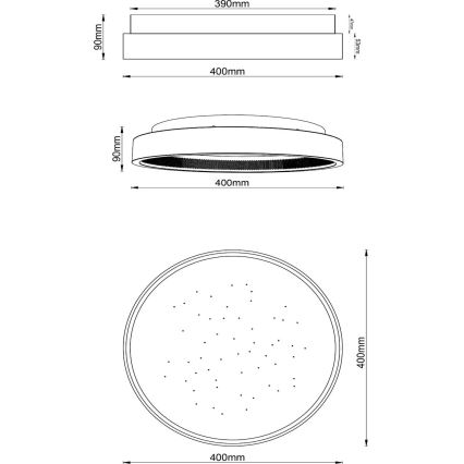 Lucide 71102/40/30 - LED Dimbar taklampa ESTREJA LED/40W/230V 2500-3000K diameter 40 cm svart + fjärrkontroll