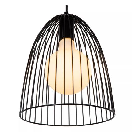 Lucide 74417/01/30 - Ljuskrona med textilsladd MACARONS 1xE27/40W/230V diameter 24,5 cm svart