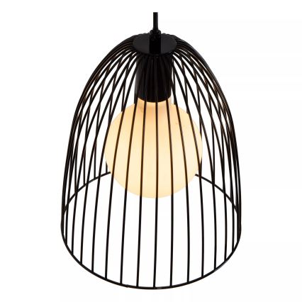 Lucide 74417/01/30 - Ljuskrona med textilsladd MACARONS 1xE27/40W/230V diameter 24,5 cm svart