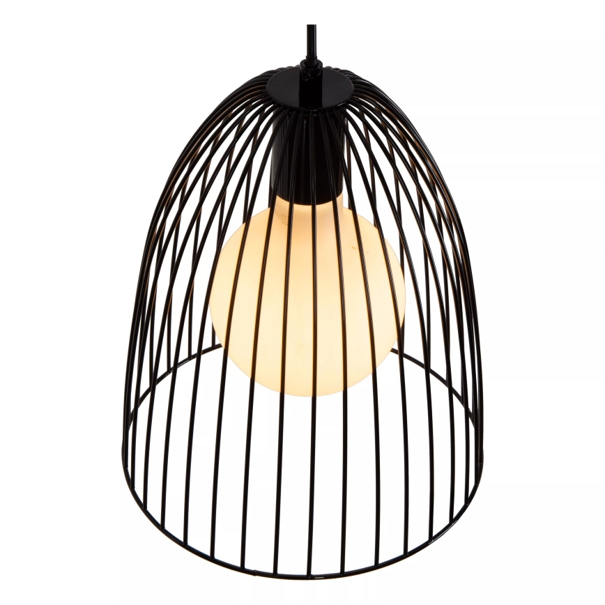 Lucide 74417/01/30 - Ljuskrona med textilsladd MACARONS 1xE27/40W/230V diameter 24,5 cm svart
