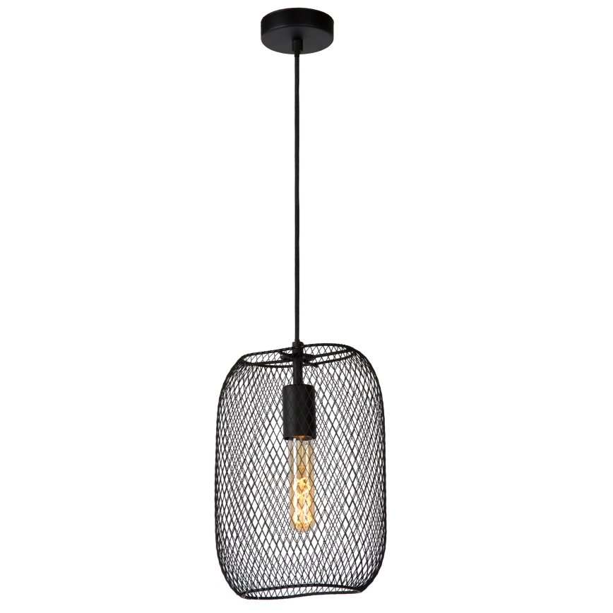 Lucide 78392/01/30 - Ljusskrona med upphängningsrem MESH 1xE27/60W/230V svart