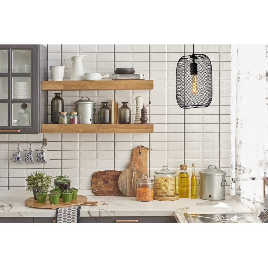 Lucide 78392/01/30 - Ljusskrona med upphängningsrem MESH 1xE27/60W/230V svart