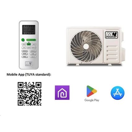 Luftkonditionering 09K V1 2,6 kW 9000 BTU Wi‑Fi Tuya vit + fjärrkontroll