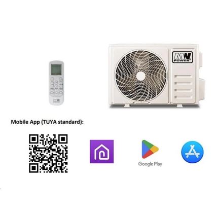 Luftkonditionering 12K V1 3,65 kW 12000 BTU Wi-Fi Tuya vit + fjärrkontroll