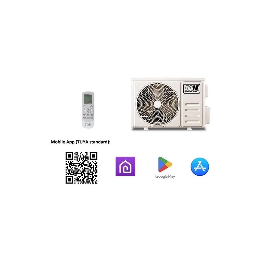 Luftkonditionering 12K V1 3,65 kW 12000 BTU Wi-Fi Tuya vit + fjärrkontroll